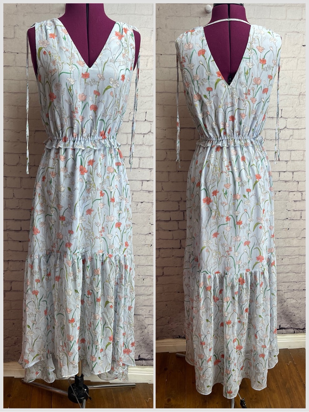 Banana Republic size 2 tall blue strapless dress floral print
